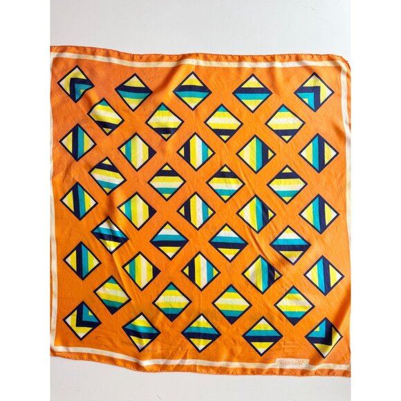Vintage GIVENCHY Orange Geometric Print Silk Satin 30" x 30" Square Scarf - Picture 2 of 16